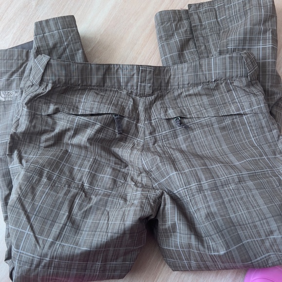 The North Face Hyvent nylon ski snow pants women's size L brown plaid pockets - Picture 7 of 9